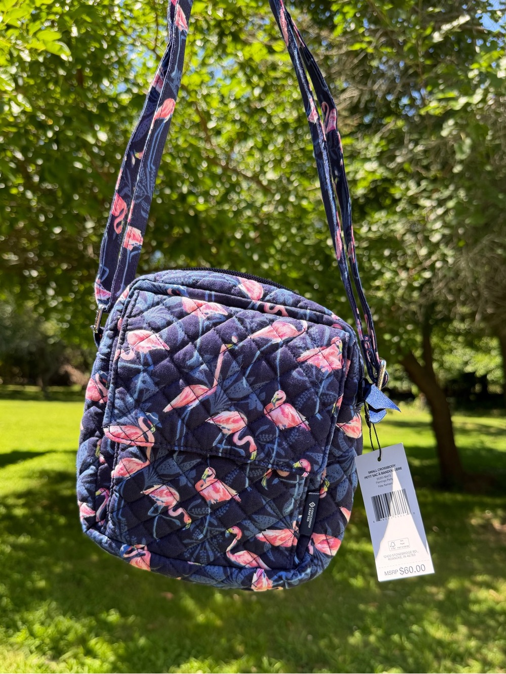 Vera Bradley Small Crossbody Flamingo Party NWT Quilted Cotton Bag